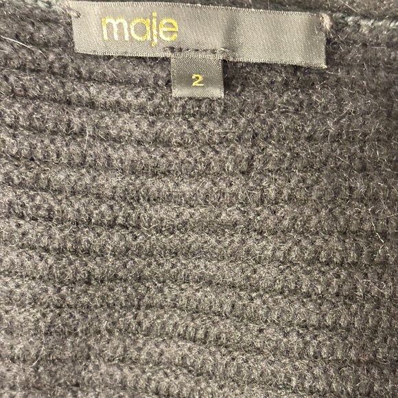 Maje Black Knit Wool Blend Zip Sweat - Picture 6 of 6